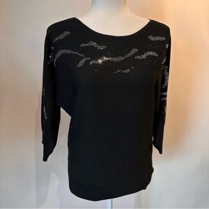 Love Scarlet Black w/ Silver Sparkles Knit Pullover Sweater Size M